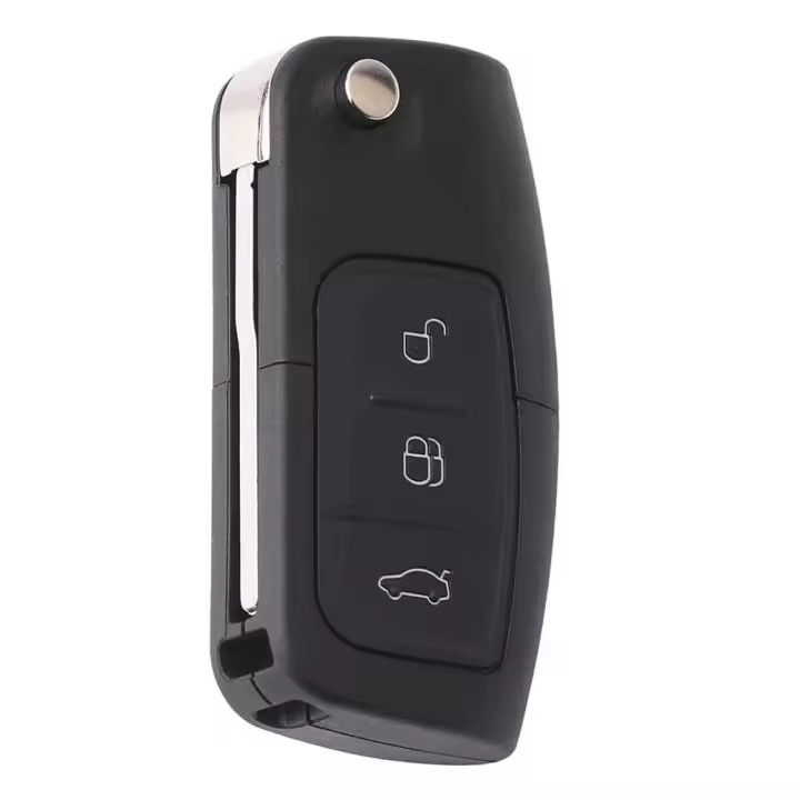 AUTOZOCO Carcasa Mando Llave de Coche 3 Botones, Carcasa de Llave de Repuesto, Compatible con: Ford Focus 2, Mondeo 3, Fiesta, Galaxy 2, C MAX 1, S MAX 1, Kuga, 3 Botones con zócalo de Pila - 1