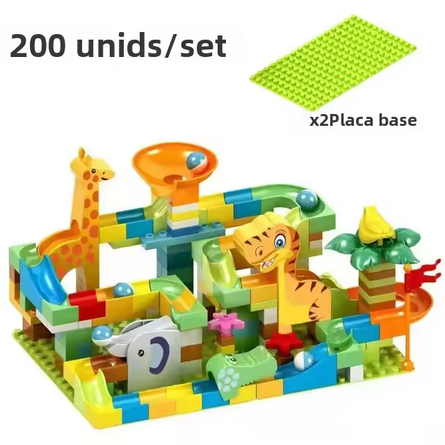 Juguetes Educativos DIY Dinosaurio Carril De Mármol Con Bloques Grandes De Plástico Vía De Deslizamiento De Cono Para Niños Regalos De Cumpleaños - 1