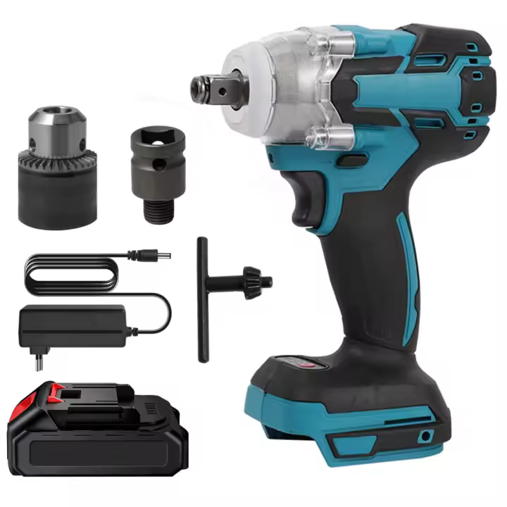 520N.m Llave de impacto eléctrica inalámbrica, taladro de mano sin escobillas, herramienta eléctrica para batería Makita de 18V,  Llave de impacto eléctrica, 1 batería enchufe de la EU - 1