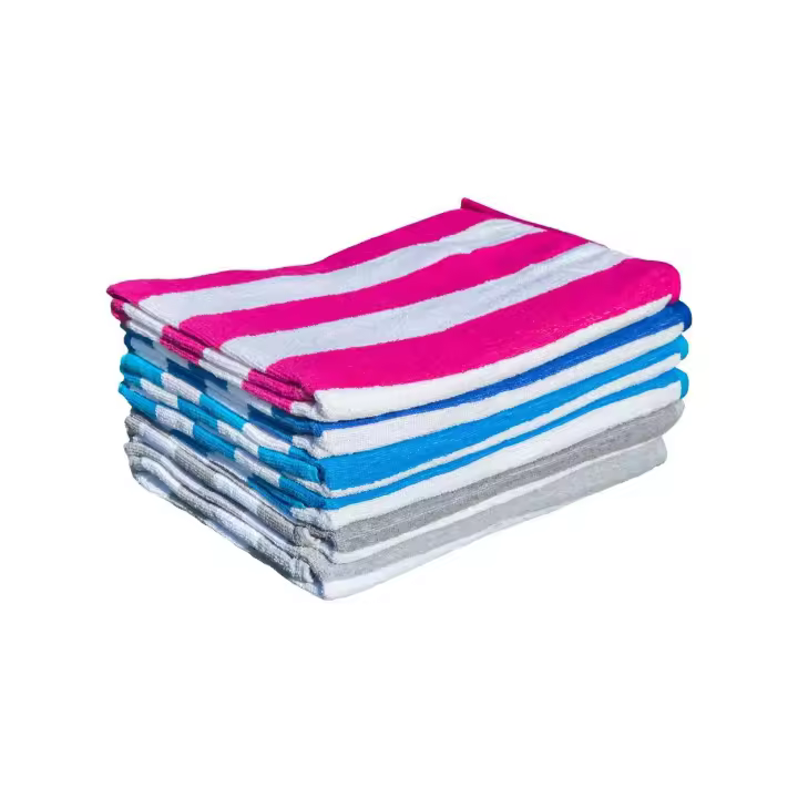 SUN & SURF Pack x6 Toalla de Playa Mediana 70x150cm Rayas Cabana. Rizo Mullido. Textura Suave. Gran Capacidad de Absorción y Secado. - 1