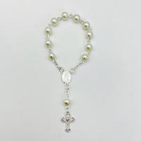 Pulsera De Perla De Vidrio Para Bebé 6/8mm Rosario Mini Cruz Cadena De Dedo Religiosa Regalo Eucarístico Unisex Clásica - details 11