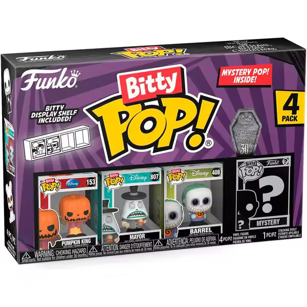 Blister 4 figuras Bitty POP Disney Pesadilla Antes de Navidad Pumpkin KingFigura  Coleccionable - Idea de Regalo- Mercancia Oficial - Juguetes para Niños y Adultos - Movies Fans - Muñeco para Coleccionistas y Exposición - 1