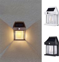 Luz solar de pared para exteriores, sensor de movimiento de salida y puesta del sol, luz de pared de tungsteno, luz nocturna para patio, luz LED de pared exterior, tres modos de iluminación, luz de seguridad para porche frontal exterior, decoración de par - details 7