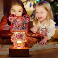 Luz Nocturna Proyección De Fuegos Artificiales Oso 3D USB Con Colorido Y Dimming Para Decoración De Habitación Y Ambiente - details 6