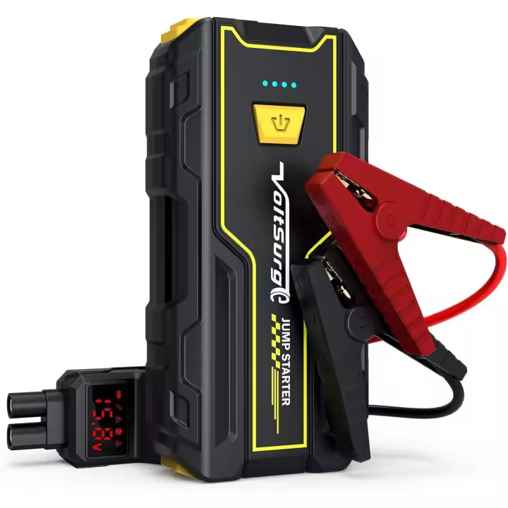 M01 Arrancador de Coches 4000A, 12V Arrancador de Baterias de Coches (para 5.5L Disésel o 7.0L Gas), Jump Starter con 2.5 Inch Pantalla LCD, Clips de Seguridad Inteligentes, Luz LED - 1