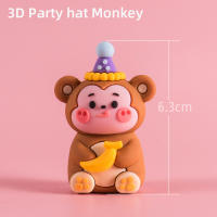 Topper De Pastel De Fiesta Animal De Dibujos Animados 3D INS Oso Conejo De Pascua Zodiac Chino Para Niños Decoraciones De Cumpleaños Boys O Girls Regalos PVC - details 16