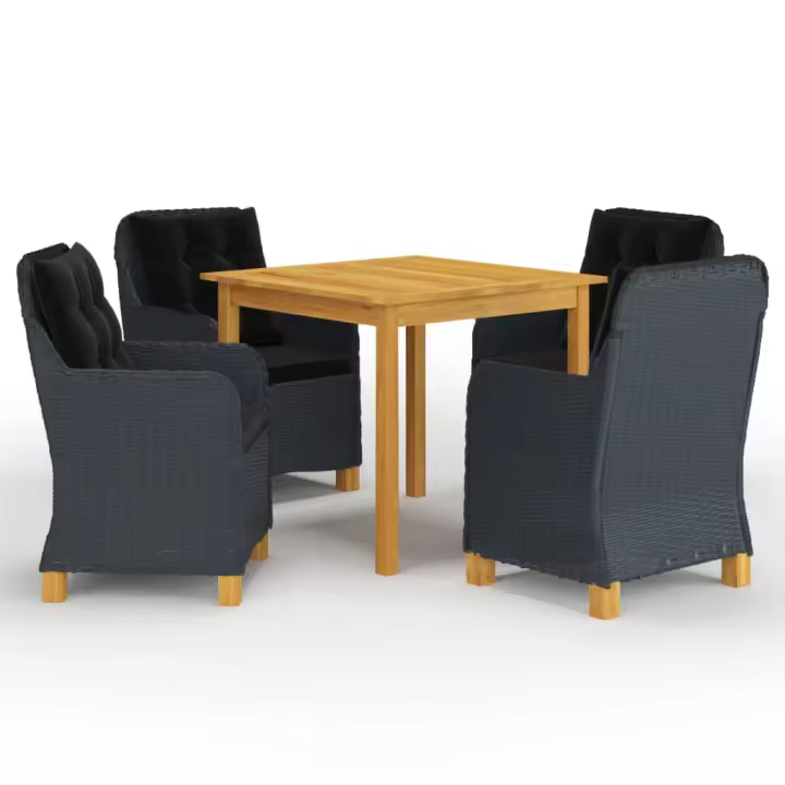 vidaXL Juego de comedor para jardín de 5 piezas gris oscuro - 1