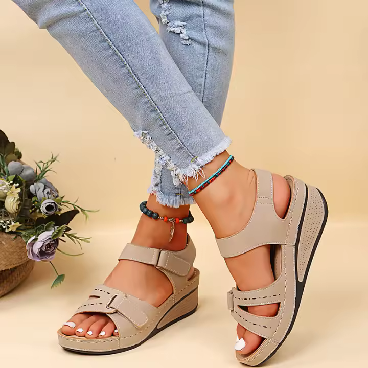 Sandalias Para Mujer 2024 Zapatos De Tacón Bajo Cómodo Cierre De Correa Transpirables Para Caminar Fiesta Zapatillas Muje - 1
