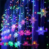 Luces De Navidad LED En Forma De Copo De Nieve Y Gota De Agua Para Jardín Y Exterior Con Enchufe EU Decoración De Fiesta En Casa Guirnalda De Luces De Ceniza - details 10