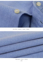 Camisa De Oxford Para Hombre Algodón Y Poliéster Estilo Casual De Negocios Con Rayas Y Cuadros Cuello Alto Manga Larga No Hierro Slim Fit Color Sólido Para Otoño/Invierno - details 18