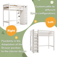 Cama Infantil Cama Elevada 90x200 cm, somier individual con Armaro Y 6 estantes, Blanco, material de alta calidad, fácil de Monar, estable y duradero (sin colchón) - details 2