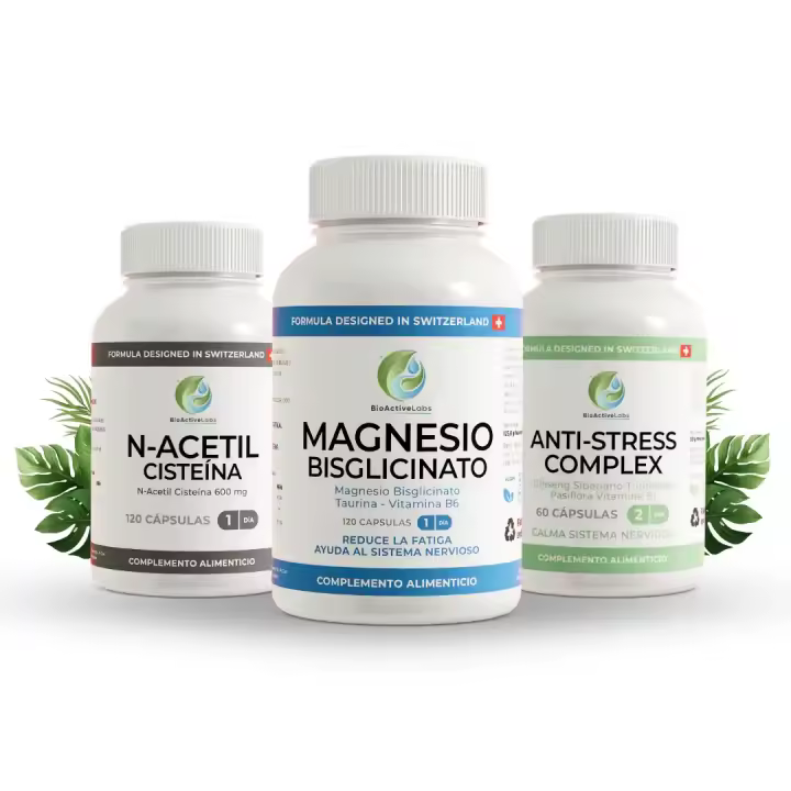 BioActive - Combo Relax| Anti‑Stress Complex – Magnesio Bisglicinato – NAC N‑Acetil Cisteína | Estrés Relax y Antioxidante - 1