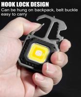 Linterna Portátil LED Mini De Llavero Con Luz De Trabajo COB Y Martillo Para Ventanas Abrebotellas Para Camping Y Emergencias - details 10