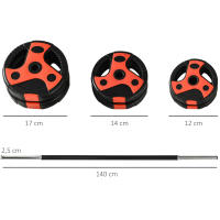 SPORTNOW Juego de Barra de Pesas con Mancuernas Set de Musculación con 6 Discos 1,25 kg 2,5 kg 5 kg para Entrenamiento Culturismo en Gimnasio Casa 140x17x17 cm Negro y Rojo - details 2
