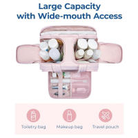 Bolsa de aseo ligera, grande, de apertura ancha, bolsa de cosméticos esponjosa, bolsa de almacenamiento, juego de artículos de aseo de viaje - details 3