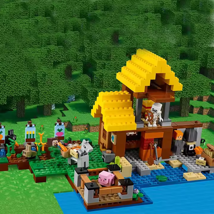 Conjuntos De Bloques Compatible MOC MC My World Serie La Granja Casita Juguetes Para Niños Regalo Bloques De Construcción Pequeños Para Edad 6-12 Años Material ABS Sin Batería Producido En China - 1