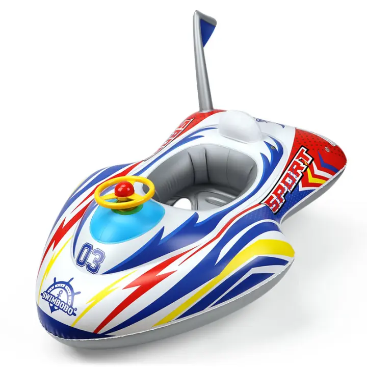 Barco acuático a motor para exteriores para niños Swimbobo, asiento de carreras con volante engrosado, anillo de natación, interacción entre padres e hijos - 1