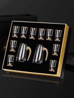 Juego De 7 Copas Pequeñas De Vino Con Película De Oro Dispensador De Baijiu Cristal Transparente Para El Hogar Estilo Minimalista Moderno - details 15