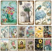 Cartel Vintage De Hierro Para Jardín Retro Con Diseño De Flores Y Pájaros Decoración De Pared Para Hogar Y Jardín Divertida Placa Personalizable - details 0