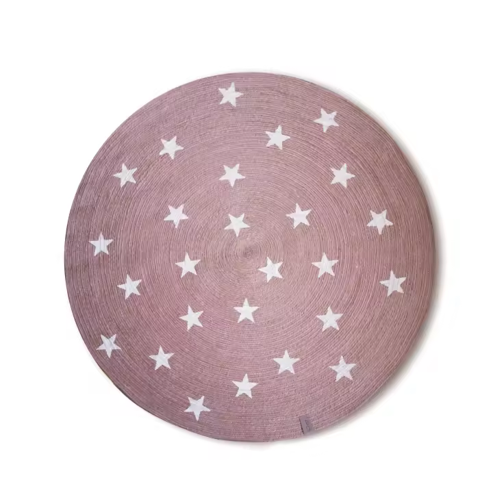 Alfombra Redonda Parentesi Quadra Vintage Estrellas Pink - Alfombra Infantil - 1