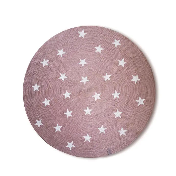 Alfombra Redonda Parentesi Quadra Vintage Estrellas Pink - Alfombra Infantil - 1