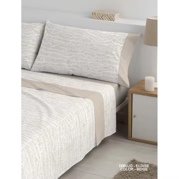 Juego de Sábanas 100% algodón de bambú mod. ELOISE color beige - 1