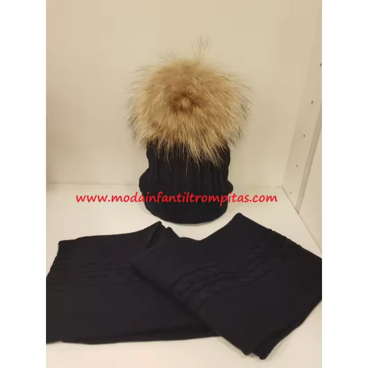 Valentina Bebes Gorro Pelo y Bufanda Marino Raíz COMPLEMENTOS Inicio Gorros - 1