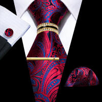 Set De Corbata Y Cufflink Para Hombre En Floral Jacquard Teal Verde Violeta Morado Clásico Moda Para Bodas Eventos Fiesta - details 6