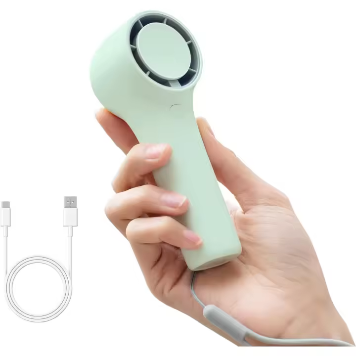 Mini ventilador, ventilador de mano con turbina (11 horas en espera), pequeño ventilador portátil con 4 niveles de potencia, motor sin escobillas, ventilador de mano a batería, - 1