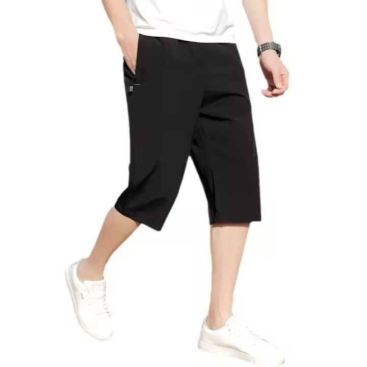 Nuevos Shorts Capris Para Hombre 2024 Thin Ice Silk Pantalones Rectos Y Holgados Para El Verano Estilo Casual - 1