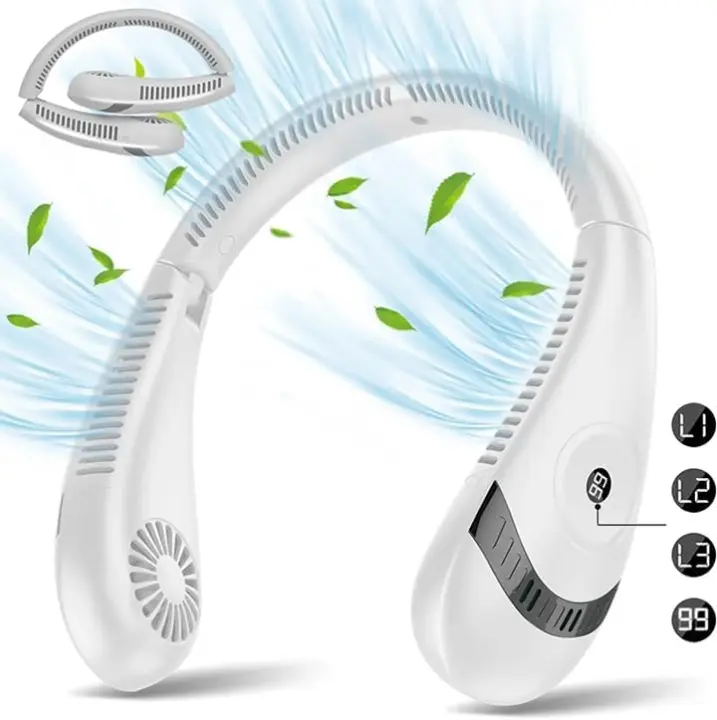 Portable Neck Fan Air, battery 4000 mAh, 360° Cooling Bladeless, 4-12 hours, indoor, outer, gifts, female, male, unisex, travel, sports - 1