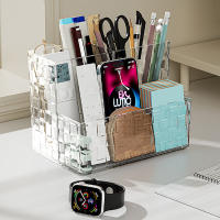 Organizador De Maquillaje Transparente Grande Con Múltiples Redes Caja De Almacenamiento Para Escritorio Soporte Para Control Remoto - details 3
