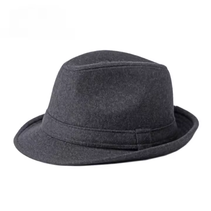 Sombrero De Lana Genuino Para Hombre Estilo Británico Retro Sencillo De Color Puro Sombrero De Jazz Casual Para Adultos - 1