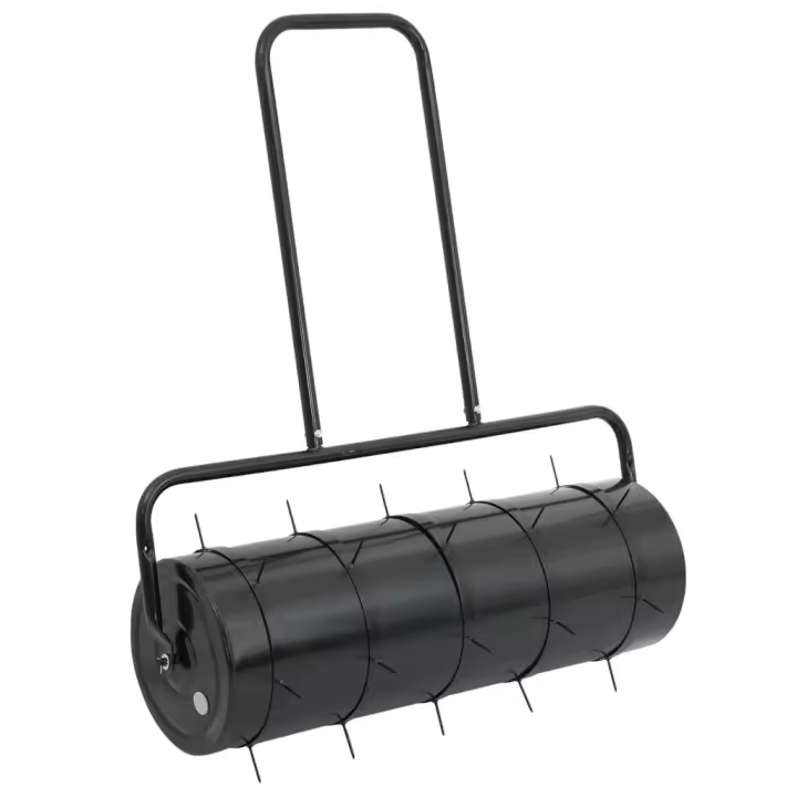 vidaXL Rodillo de césped abrazaderas aireadoras hierro y acero 63 L - 1