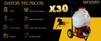 Sulfatadora Mochila con Carro a Gasolina MIXURY X-30.  2T, 27cc., 1,2 cv., 8 lt/min. 30l. Lanza de 90 cm y manguera de 10 m - details 1