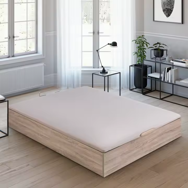 ROYAL SLEEP Canapé Abatible de Madera con Gran Capacidad, Tapa 3D Transpirable, Color Natural Montaje y Retirada de Usado Incluido  - 1