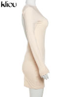 Vestido Mini De Seda Leche Para Mujer Kliou Verano Casual Sin Mangas Cuello Redondo Ajustado Bodycon Estilo Clásico De Calle - details 2
