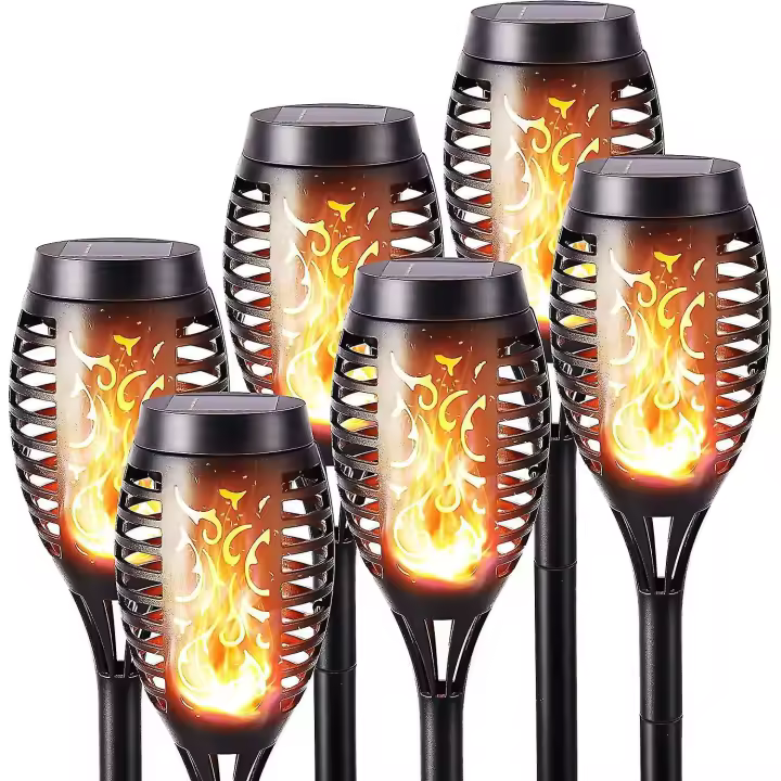 Luces de llama Solares al Aire libre-6 paquetes de Luz de Antorcha solar impermeable, Luz de llama parpádeante solar para decoración, Jardín, patio, Caminos, césped al Aire Libre - 1