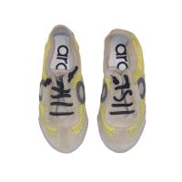 ARO_ ZAPATILLAS JOANETA  NET EN PIEL SERRAJE BEIG Y AMARILLO, CON VELCRO Y CORDONES ELASTICOS - details 1