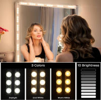 Espejo De Maquillaje LED Con Luces De Vestíbulo USB Para Baño Iluminación De Escritorio Ajustable Brillo Y Temperatura De Color - details 1
