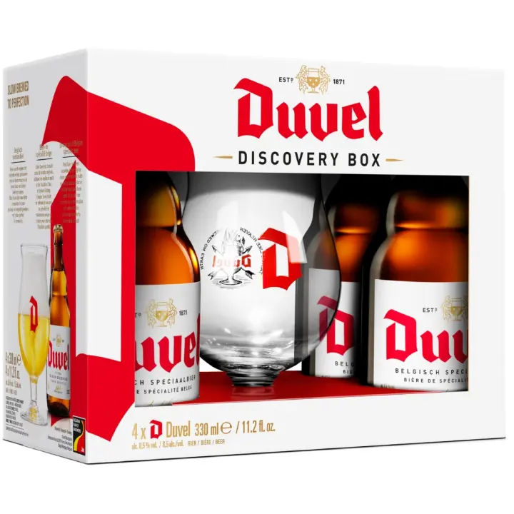1 uds x Estuche Duvel 4*33Cl + 1 Vaso cerveza Belga golden ale - 1