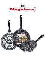 Magefesa K2 Gransasso set de 3 sartenes 18/20/24 cm. Exterior gris, antiadherente bicapa efecto piedra, aptas para todo tipo de cocinas, especial inducción. Hasta 50% de ahorro energético. - details 0