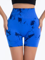 Shorts De Yoga Para Mujer Cintura Alta Sin Costuras Tie-Dye Elásticos Altos Transpirables Leggings De Gimnasio - details 14