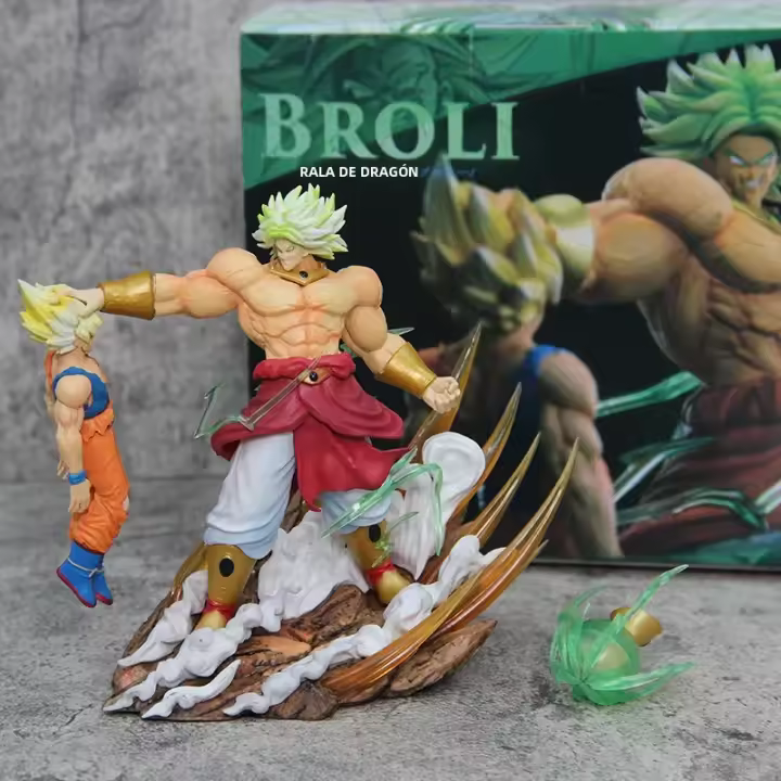 Figura De Acción Dragon Ball 20cm Brolly Vs Son Goku Anime Muscle Super Saiyan Doble Modo Colección Ornamento Juguetes Para Adolescentes Y Adultos - 1