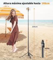 168cm Trípode para Movil, Palo Selfie Tripode con Control Remoto Desmontable para Teléfono Móvil, alo Tripode Giratorio de 360° Mejorado, Soporte de Trípode de Teléfono Compatible con iPhone y Android- - details 2