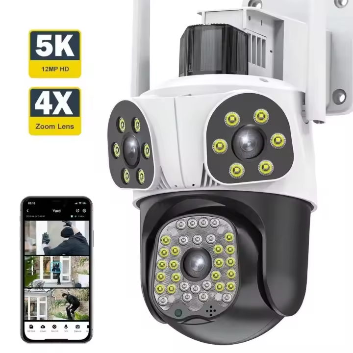 Cámara IP WiFi con Triple lente de 15MP, Zoom 4X, cámara de seguridad inalámbrica para exteriores, protección de seguridad inteligente, cámaras de vigilancia CCTV PTZ - 1
