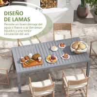 Outsunny Mesa de Jardín Extensible Mesa de Comedor Exterior Mesa de Terraza Rectangular para 6 -8 Personas con Marco de Aluminio Carga 50 kg para Balcón 180/240x94x73 cm Gris Oscuro - details 5