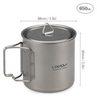 Lixada Juego De Cocina Ultraligero De Titanio 300ml/350ml/420ml/550ml/650ml/750ml Con Cuchara Plegable Para Camping Incluye Vaso Y Comedor - details 14