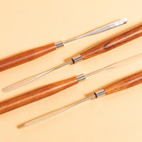 Cuchara De Mezcla De Acero Inoxidable Con Mango De Madera Para Arte De Uñas Y Manicura Herramienta De Estiramiento De Pigmento Metálico - details 2