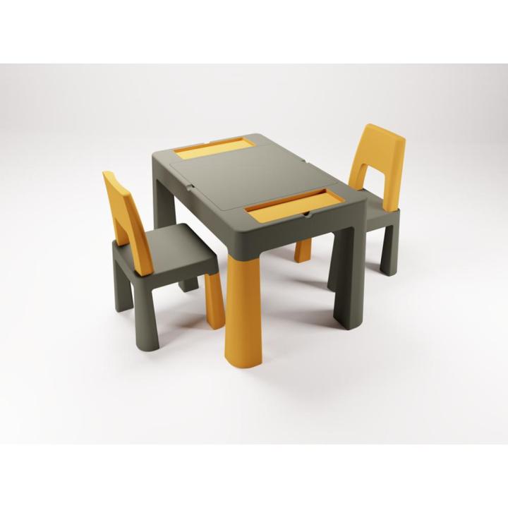 Conjunto Mesa e cadeiras B.Active Multifun Graphite/mostarda